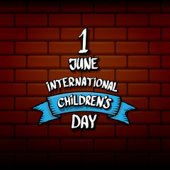 1 june international childrens day background. Children day label or greeting card. kids day poster