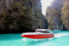 Red Boat Near Phi Phi Islands, Thailand