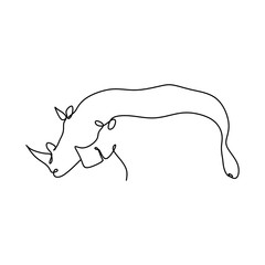 Wall Mural - Continuous line drawing of Rhinoceros minimalist design