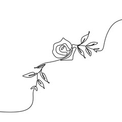 Wall Mural - Continuous line drawing of rose flower minimalist design