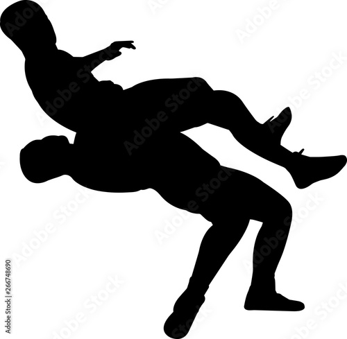 Αφίσα Wrestling Men 5 isolated vector silhouette