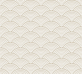  Seigaiha Japanese ornamental wave pattern. Monochrome decorative seamless background.