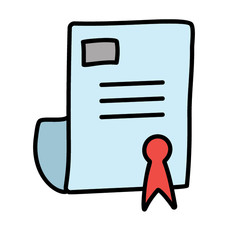 Sticker - Doodle achievement certificate icon on white background