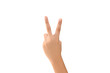© woey - hand show victory sign white background clipping path