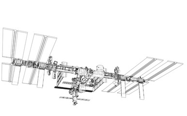 Wall Mural - International Space Station Outline. Vector