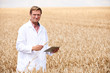 © highwaystarz - Portrait Of Scientist With Digital Tablet Examining Wheat Crop In Field