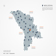 Moldova map with borders, cities, capital and administrative divisions. Infographic vector map. Editable layers clearly labeled.