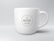 Vector 3D realistic mockup of ceramic white coffee mug. Template with porcelain cup of tea for design of branding identity. Easy to change colour.  Isolated from the background.