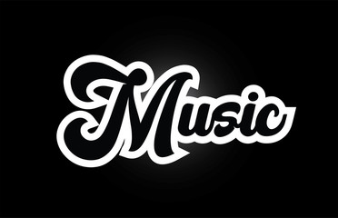 black and white Music hand written word text for typography logo icon design