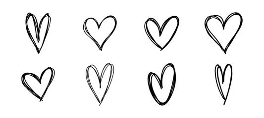 heart doodle collection. hand drawn hearts.