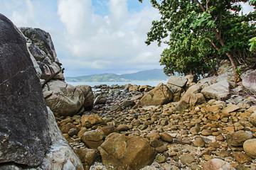 View of the Andaman Sea at the evening, Paradise beach,Phuket Thailand Tropical countries At the top of the island.