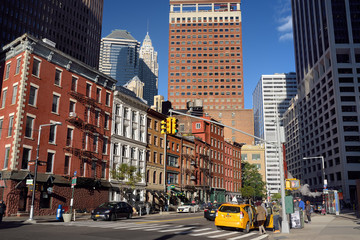 NEW YORK, USA - OCTOBER 21, 2018: Street of Manhattan. Typical life of New York city.