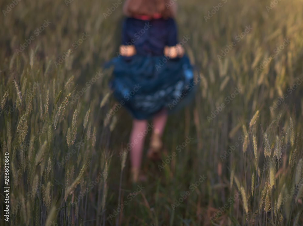little girl in the field at sunset Stock Photo | Adobe Stock