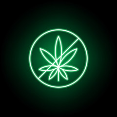 marijuana, cannabis ban outline icon in neon style. Can be used for web, logo, mobile app, UI, UX