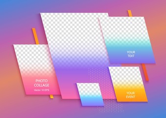 Wall Mural - Template for photo collage or infographic in modern style. Frames for clipping masks are in the vector file. Template for a photo album	