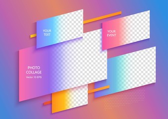 Wall Mural - Template for photo collage or infographic in modern style. Frames for clipping masks are in the vector file. Template for a photo album	