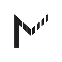 letter m stripes geometric logo vector