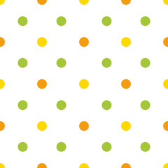 Wall Mural - polkadot yellow green orange seamless pattern vector