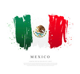 Wall Mural - Flag of Mexico. Brush strokes drawn by hand.