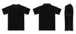 Polo shirt (golf shirt) template illustration ( front/ back/ side ) / black. No pockets.