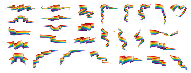Wall Mural - Vector a rainbow flag waving on white background