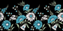 Seamless Textile Floral Border Design