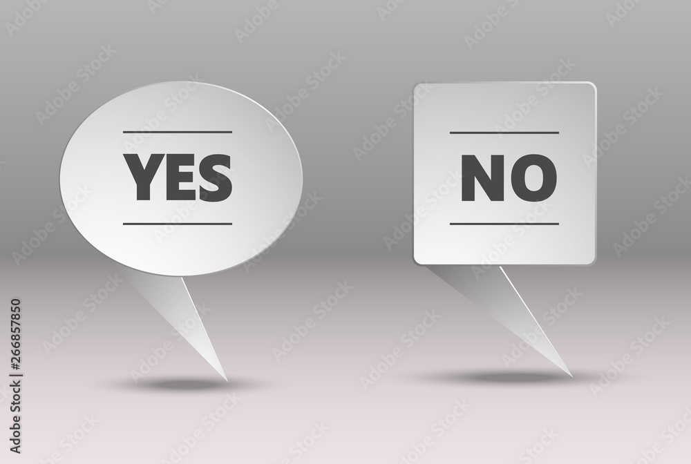 The banner of the words yes and no is made in the high-tech style. Gray ...