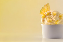 Pineapple Ice Cream Cup On Table Isolated Close Up
