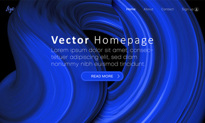 Wall Mural - blue web homepage template with buttons and abstract brushstroke design.