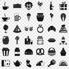 Great Bounty Icons Set. Simple Style Of 36 Great Bounty Vector Icons For Web For Any Design