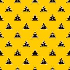 Hazard warning attention sign with exclamation mark pattern seamless vector repeat geometric yellow for any design