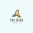 bird logo designs vintage retro line outline monoline art icon  vector illustration