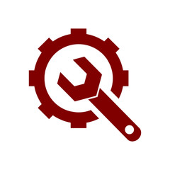 Sticker - wrench with gear, wrench with hand , service tool , work  tool icon 