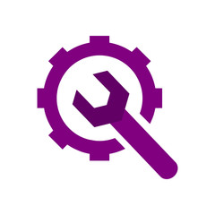 Poster - wrench with gear, wrench with hand , service tool , work  tool icon 