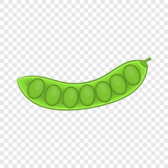Sticker - Green pea pod icon. Cartoon illustration of pea vector icon for web design