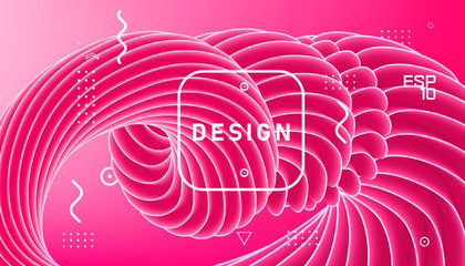 Wall Mural - vector abstract design, gradient geometric wavy minimal background. trendy liquid 3d plastic pink wa