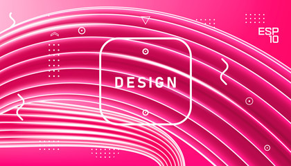 Wall Mural - vector abstract design, gradient geometric wavy minimal background. trendy liquid 3d plastic pink wa