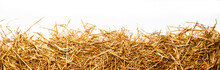 A Bunch Of Straw As Border, Isolated With White Background