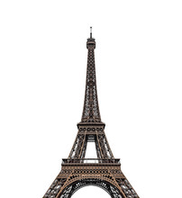 Eiffel Tower Isolated Over The White Background.