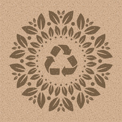 Wall Mural - Round Recycling Decoration Ornament. Mandala Look on Nature Paper.