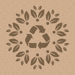 Wall Mural - Round Recycling Decoration Ornament. Mandala Look on Nature Paper.