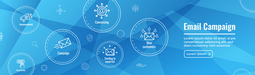 Email marketing campaigns icon set - web header banner