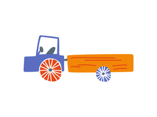 Sticker - Cute Truck, Delivery Cargo Lorry, Side View Cartoon Vector Illustration