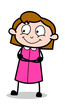 © TheToonCompany - Simply Smiling and Watching - Retro Office Girl Employee Cartoon Vector Illustration﻿
