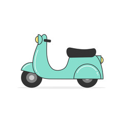 cute cartoon blue scooter motorcycle vector illustration isolated on white background