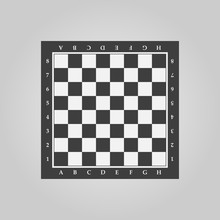Empty Black White Chess Board On Gray Background. Design Classic Chessboard. Vector Illustration.
