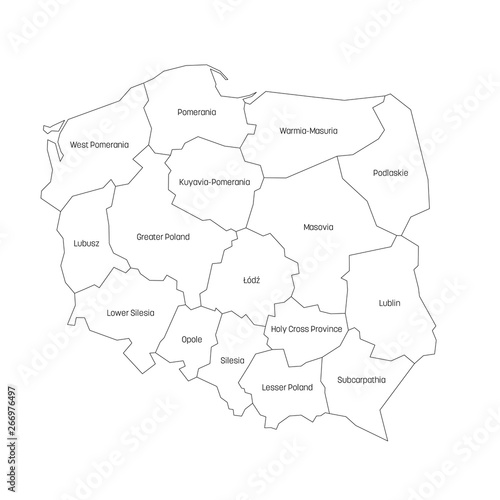 Dekoracja na wymiar  wojewodztwa-polski-mapa-regionalnych-podzialow-administracyjnych-kraju-kolorowe-wektor