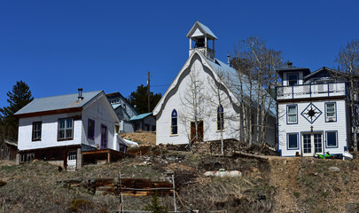 Wall Mural - old church in a mountain town