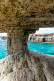 Fototapeta Do akwarium - The unusual picturesque cave is located on the Mediterranean coast. Cyprus, Ayia Napa.