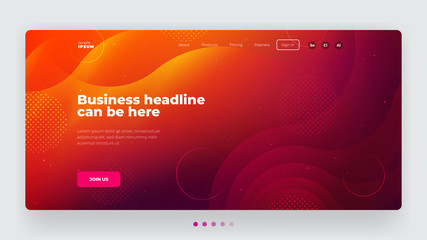 Wall Mural - Liquid color background design for Landing page site. Fluid gradient shapes composition. Futuristic design posters. Eps10 vector.